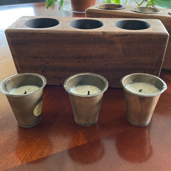 Rustic Wooden Sugar Mold Candle Holder - Picture 3 of 4